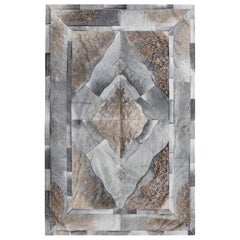 Persian Gold, Gray Laser burn Sueño Customizable Cowhide Area Floor Rug Large