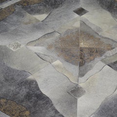 Persian Inspired, Elegant Sueño Round Cowhide Area Floor Rug Small