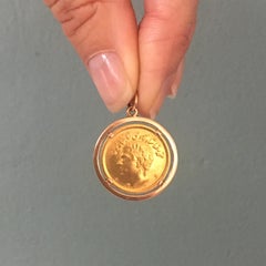 Persian Iranian Pahlavi Pure Gold Coin Charm Pendant