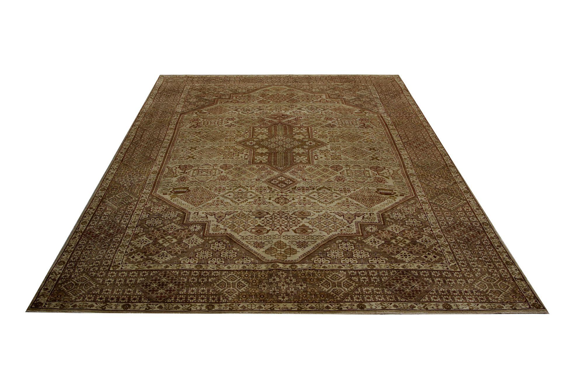 Tappeti persiani Isfahan - Design marrone in lana - 97169 In condizioni ottime in vendita a Dallas, TX