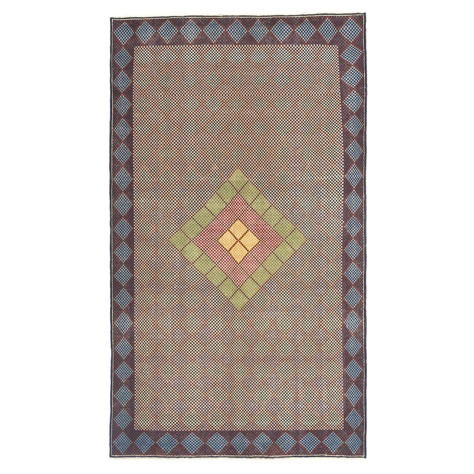Tappeti persiani Isfahan - Lana Verde Avorio Rosa Giallo - 97131 in vendita