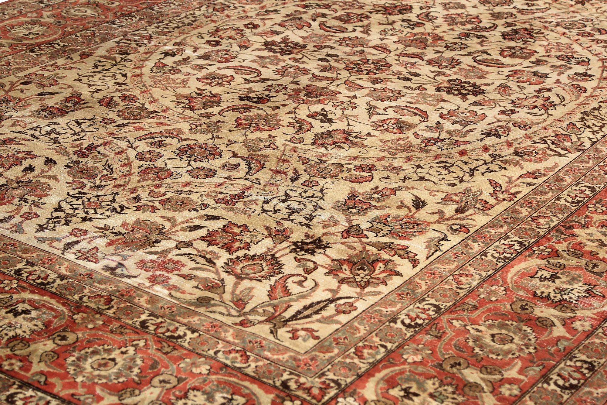 Persische Isfahan-Teppiche – Wolle, elfenbeinfarbenes Design – 96707 (Irakisch) im Angebot