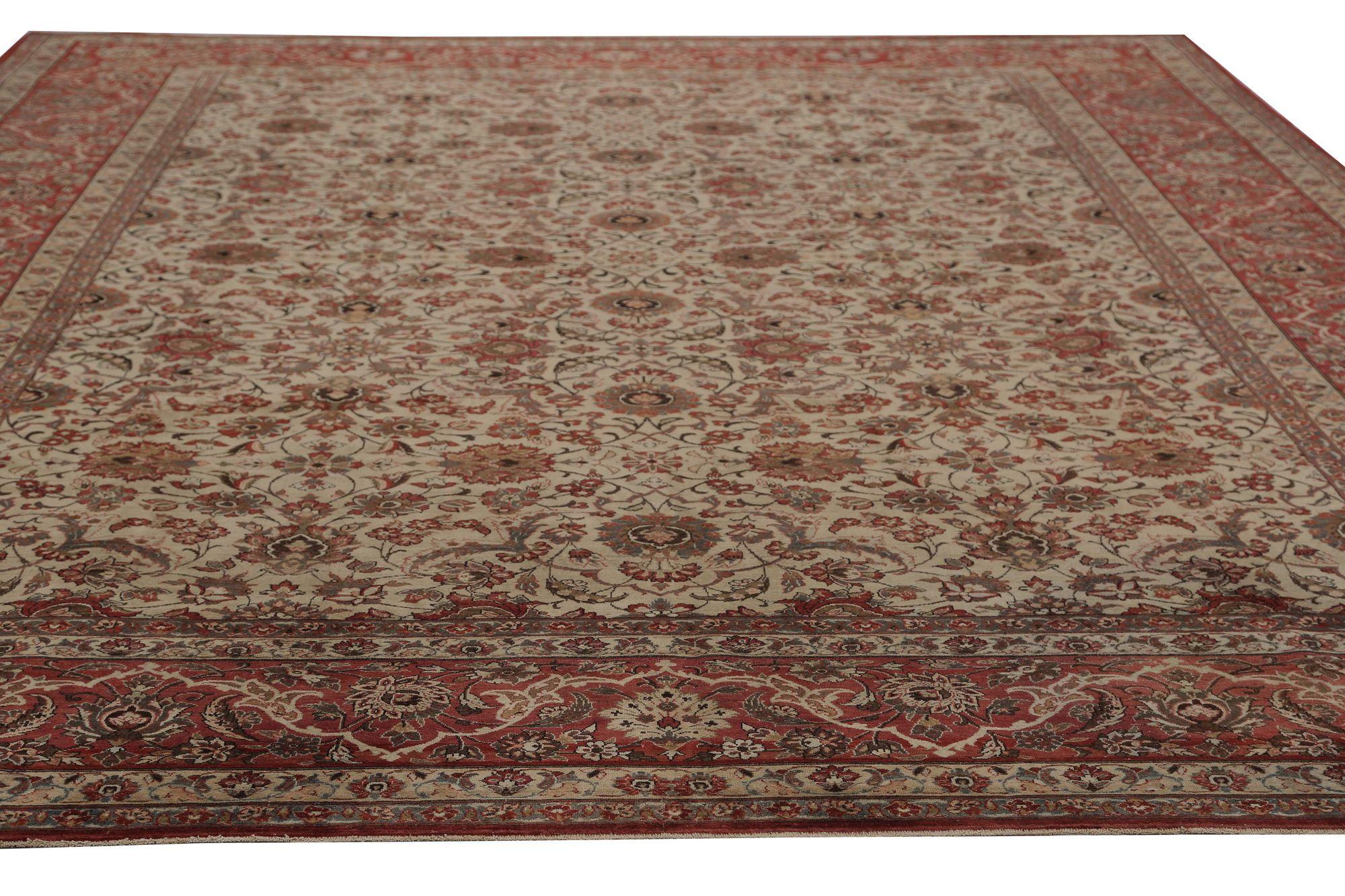 Persische Isfahan-Teppiche – Wolle, elfenbeinfarbenes Design – 97216 (Irakisch) im Angebot