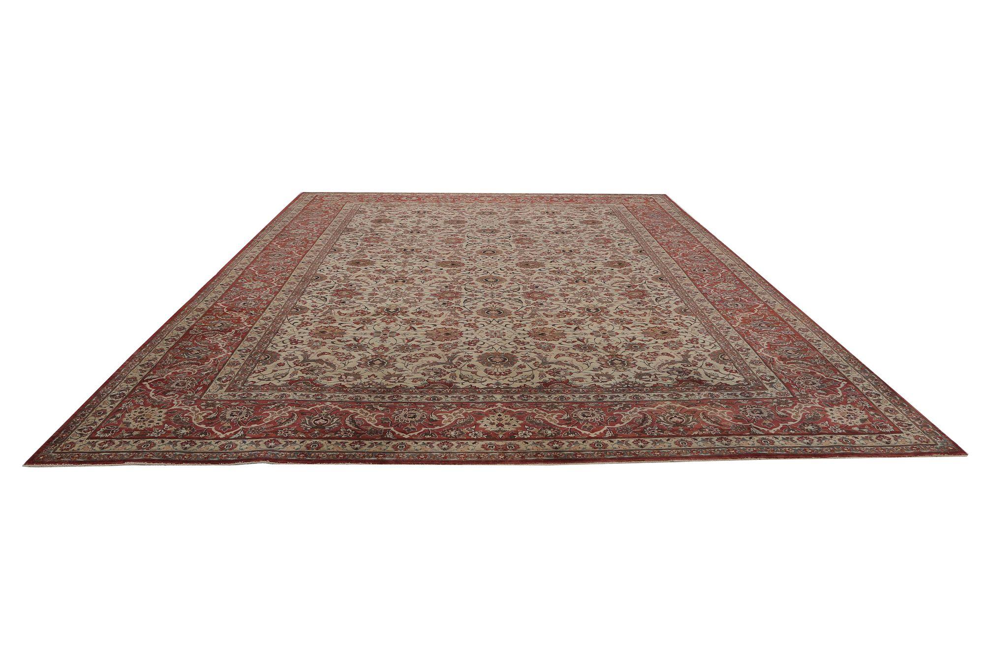Persische Isfahan-Teppiche – Wolle, elfenbeinfarbenes Design – 97216 im Zustand „Hervorragend“ im Angebot in Dallas, TX