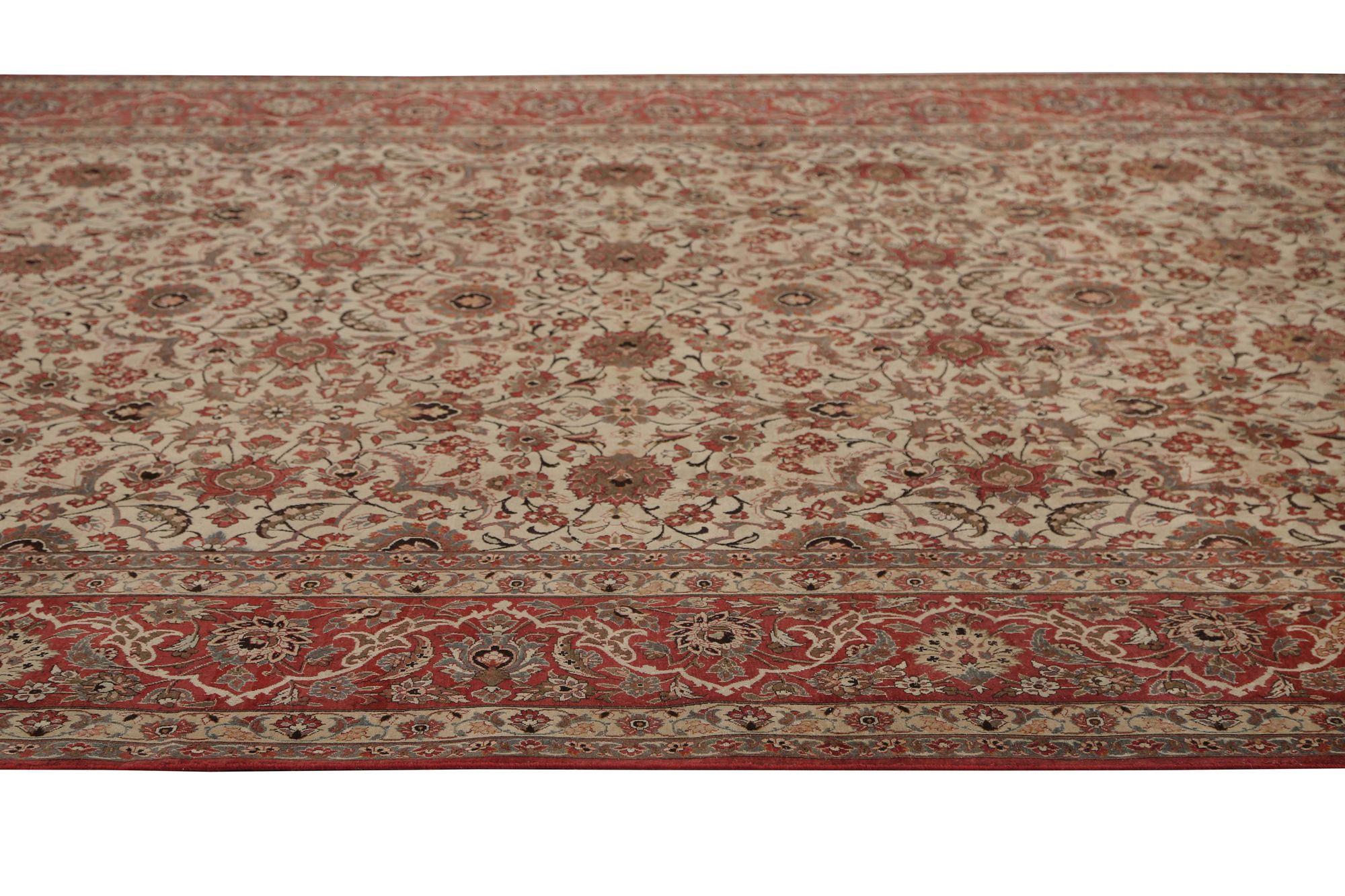 Persische Isfahan-Teppiche – Wolle, elfenbeinfarbenes Design – 97216 (20. Jahrhundert) im Angebot