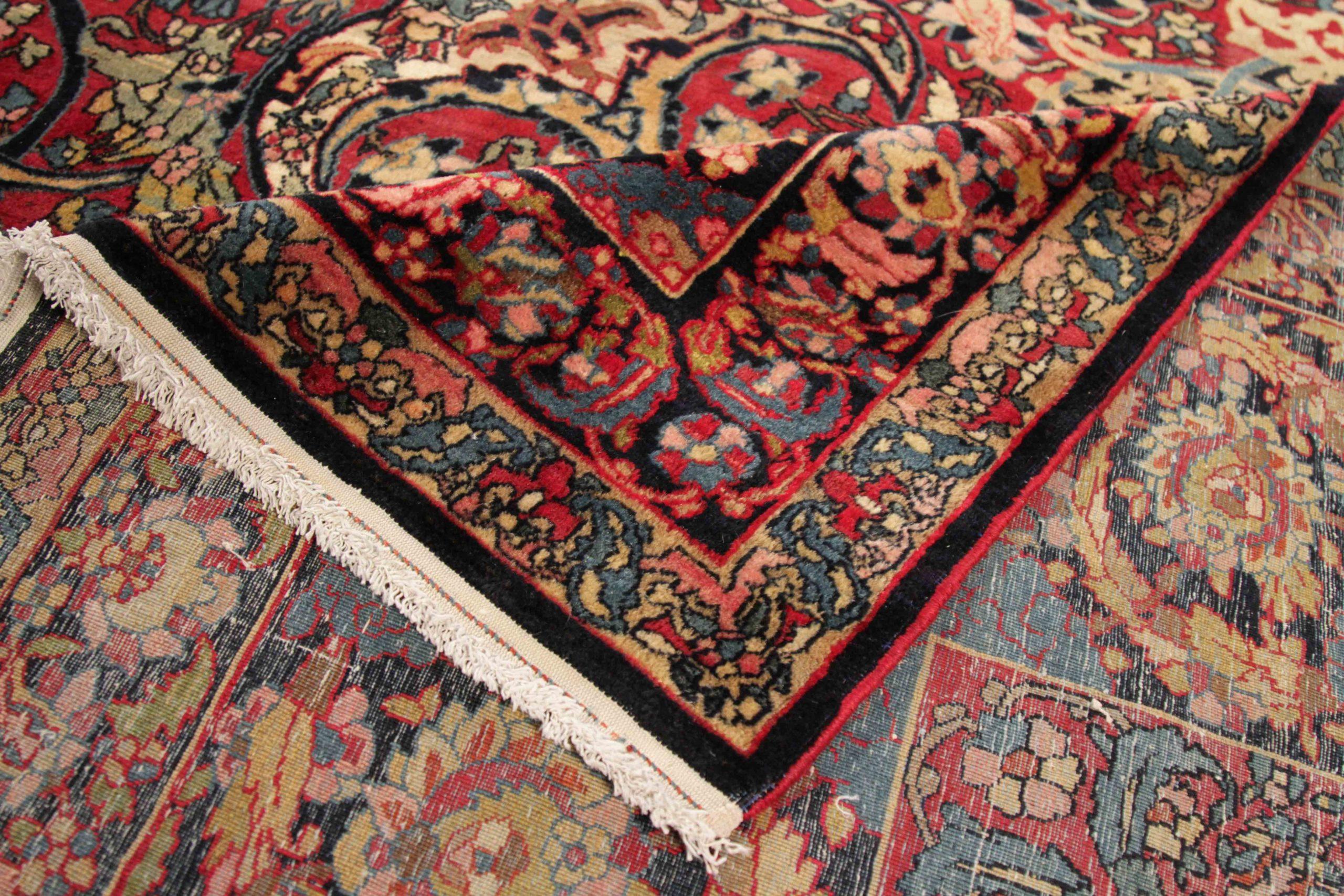 Persischer Isfahan Over Size-Teppich - Wolle Blau Elfenbein Rot Design - 88001 im Zustand „Hervorragend“ im Angebot in Dallas, TX