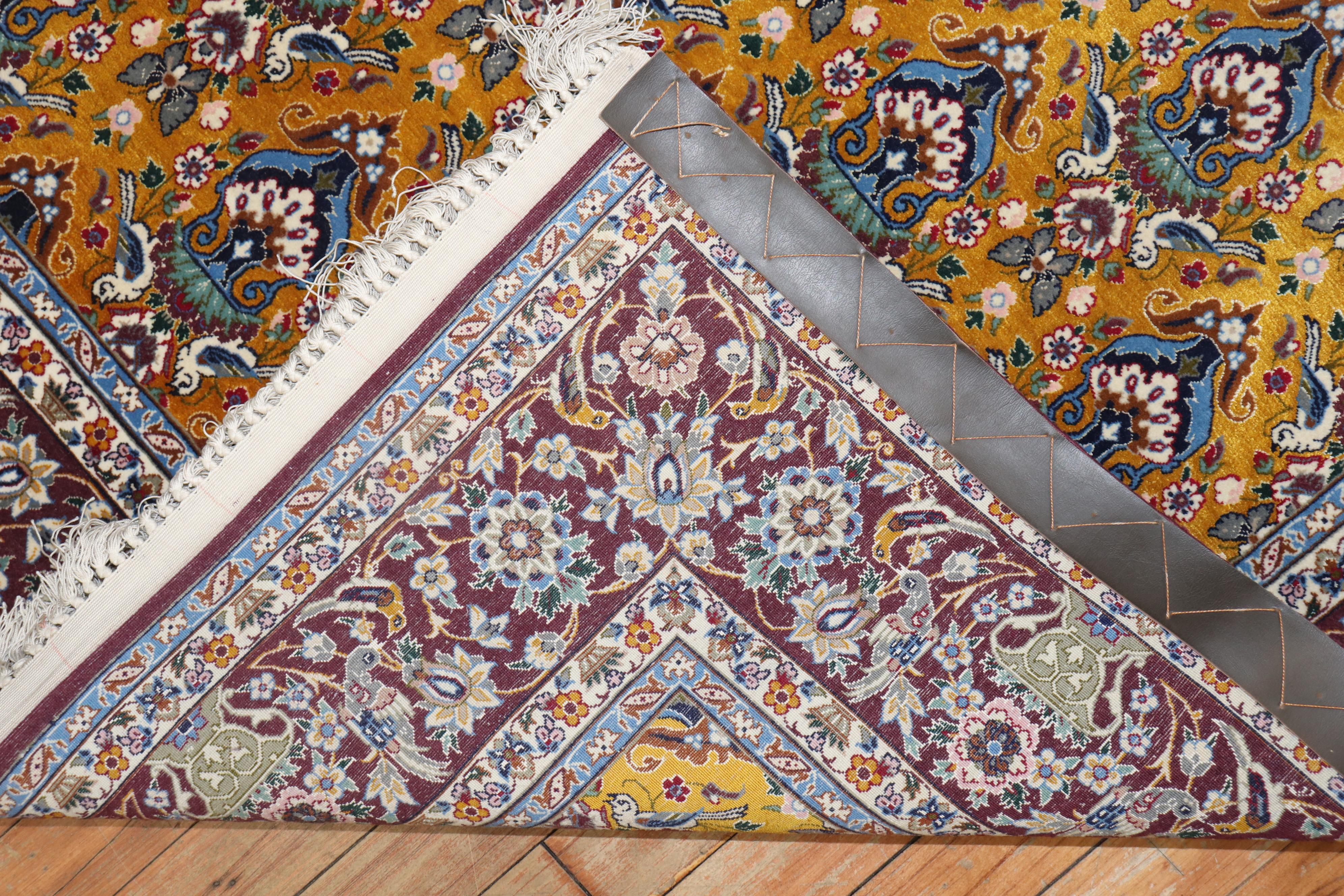 Persian Isfahan Part Silk Carpet For Sale 3