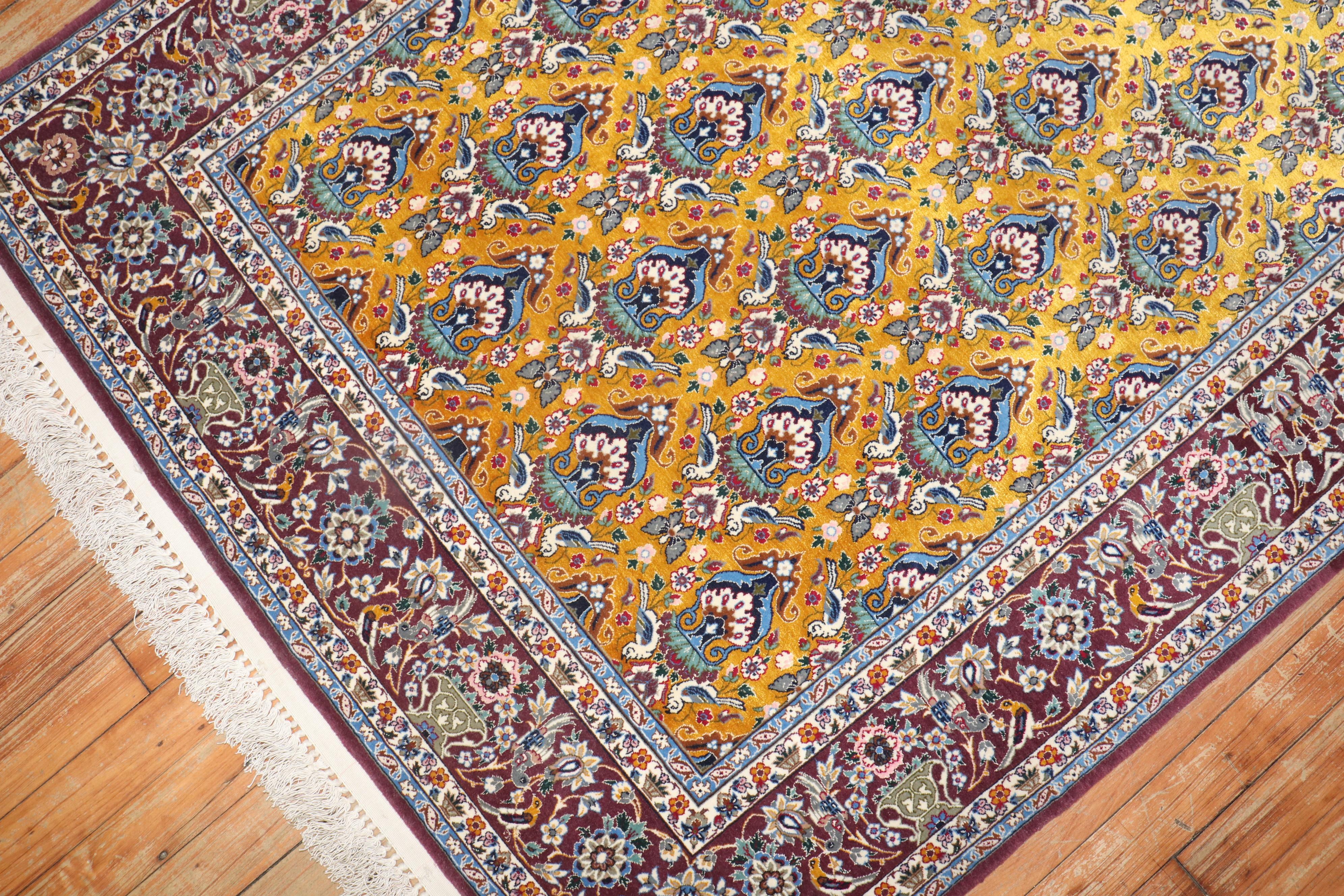 A part Silk Persian Isfahan rug from the middle of the 20th century.

Measures: 3'7'' x 5'6''.