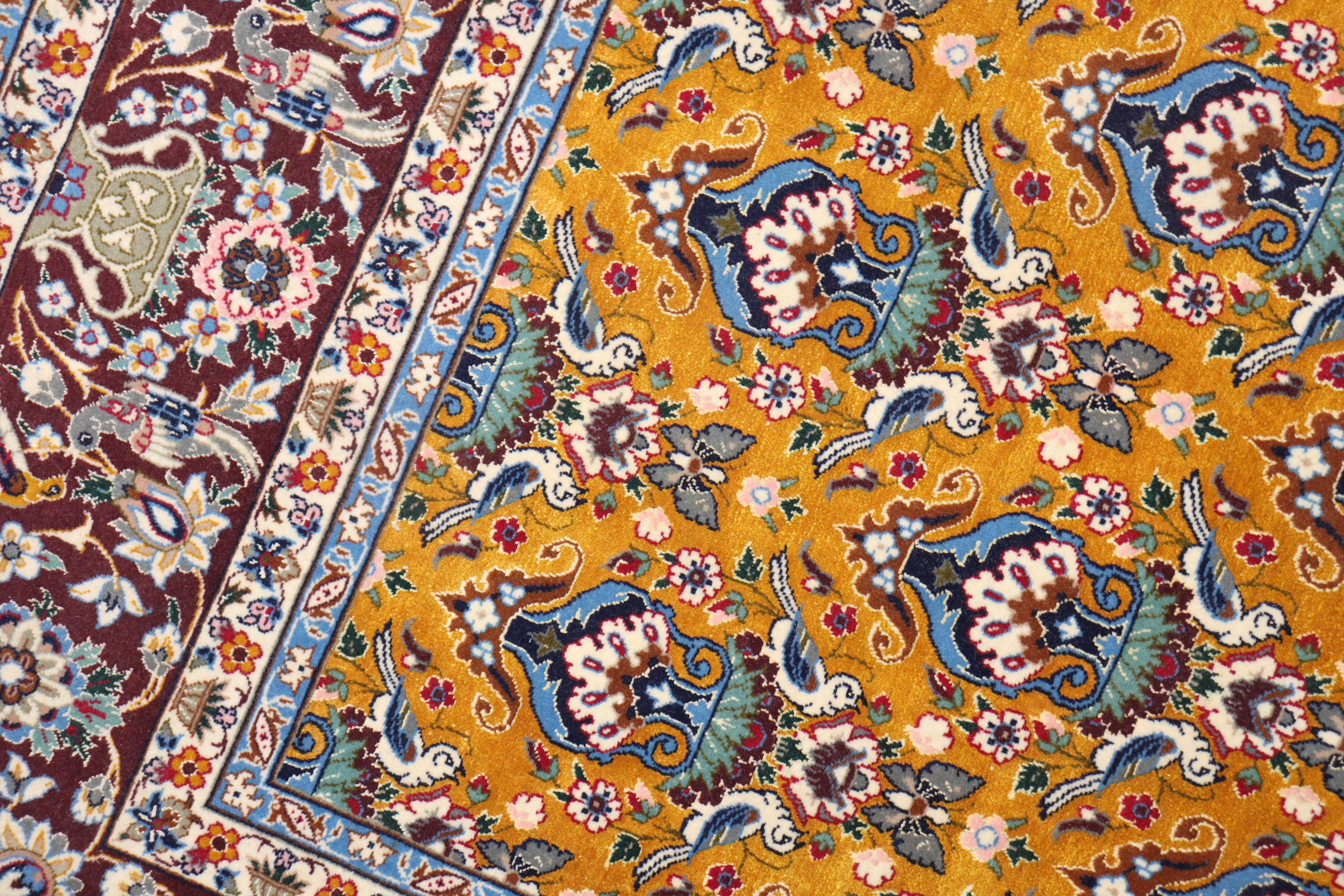 20th Century Persian Isfahan Part Silk Carpet For Sale