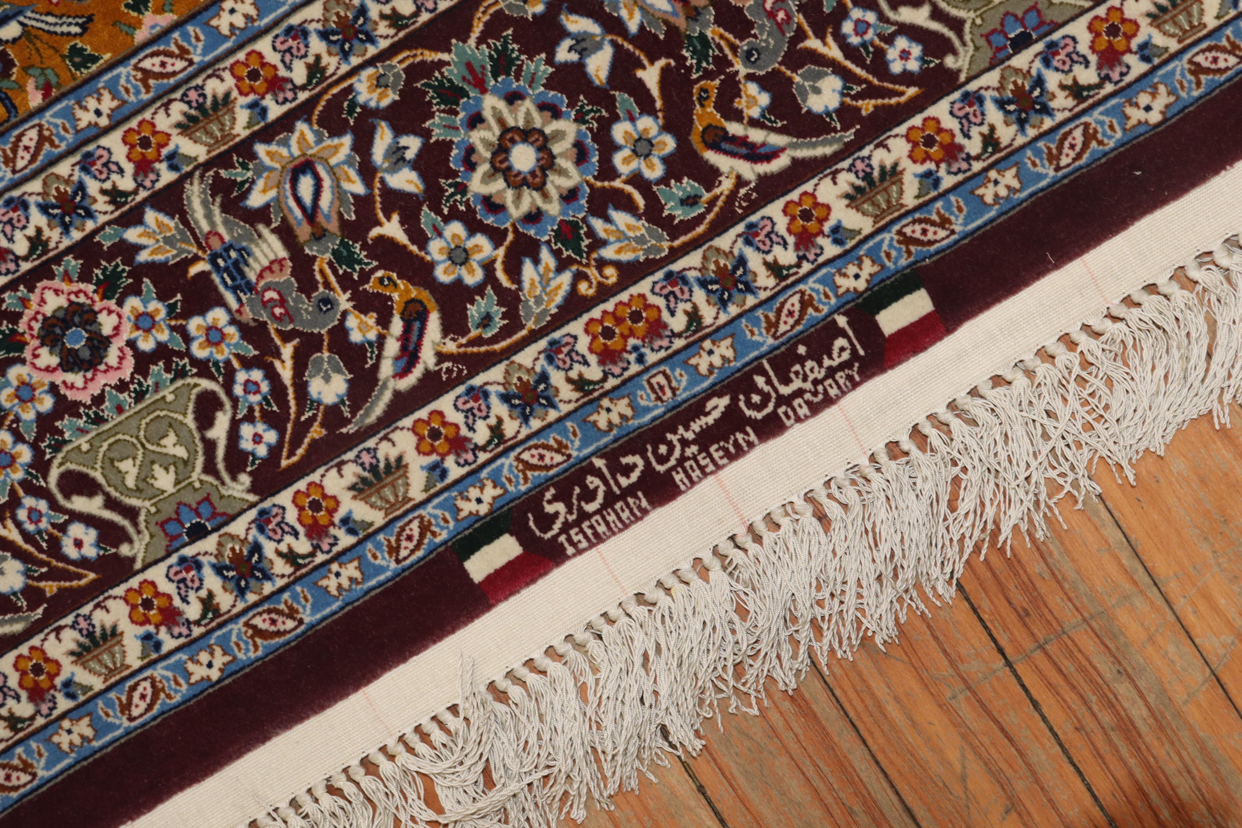 Persian Isfahan Part Silk Carpet For Sale 2