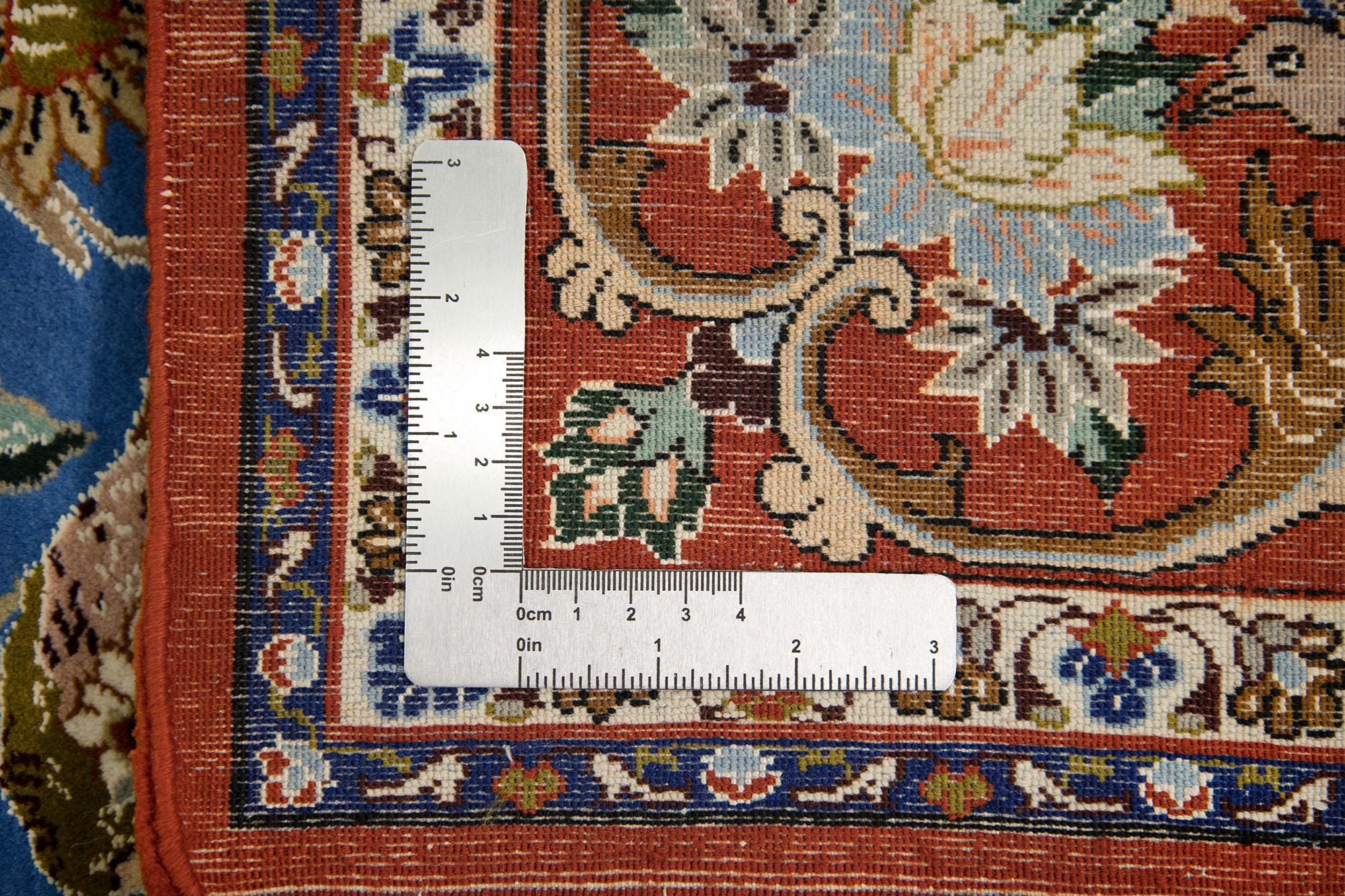 Persischer Isfahan Teppich, handgeknüpft, 7,2 × 5,2 Fuß - Blau, Rot und Elfenbein im Angebot 4