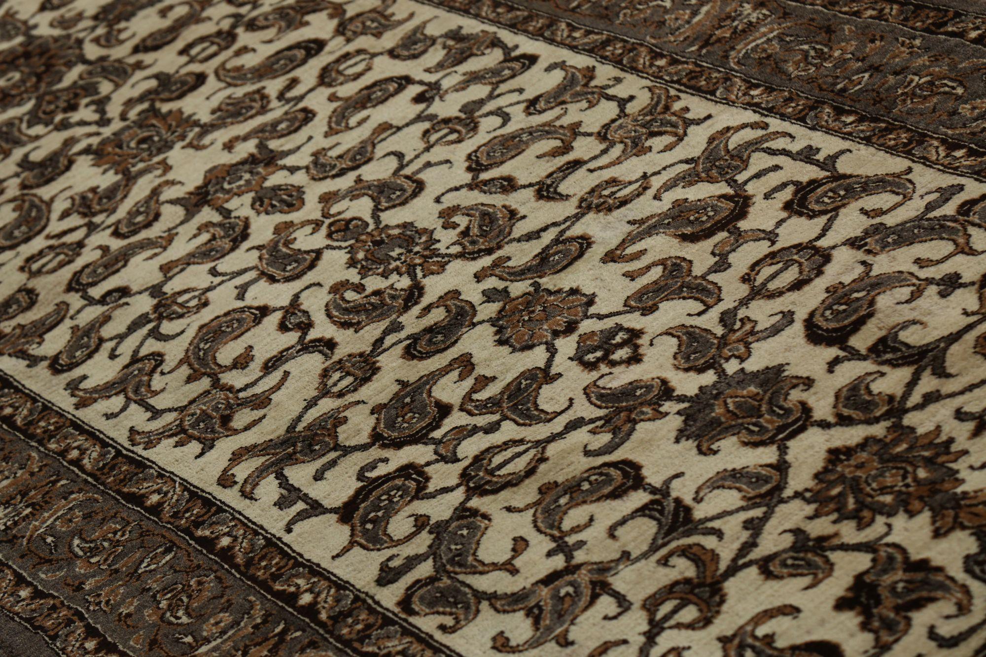 Persischer Isfahan Läufer Teppich - Wolle Braun Elfenbein Design - 97995 (Irakisch) im Angebot