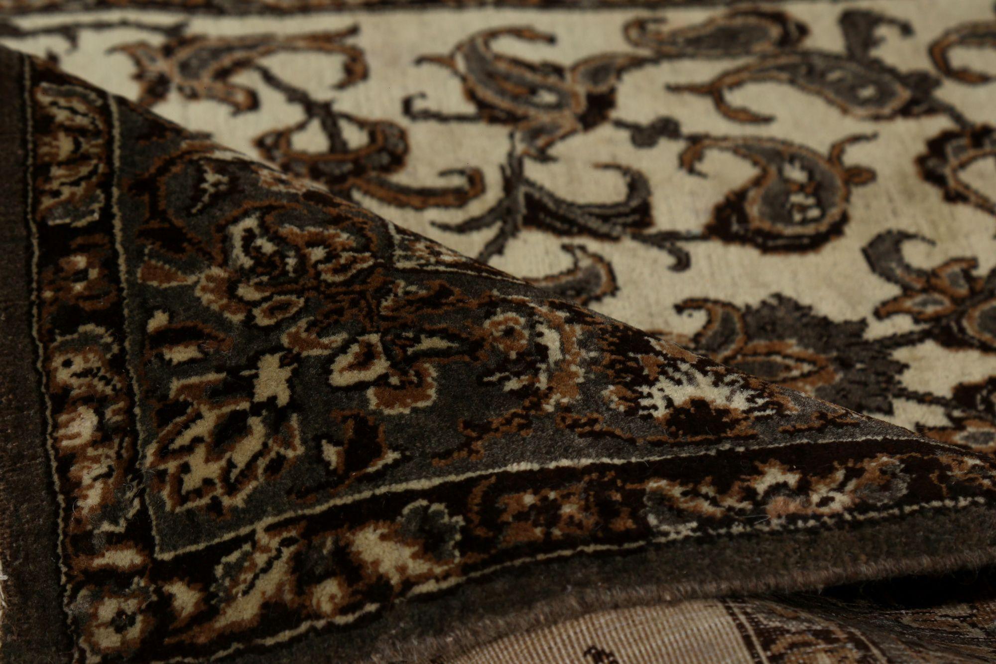 Persischer Isfahan Läufer Teppich - Wolle Braun Elfenbein Design - 97995 (20. Jahrhundert) im Angebot