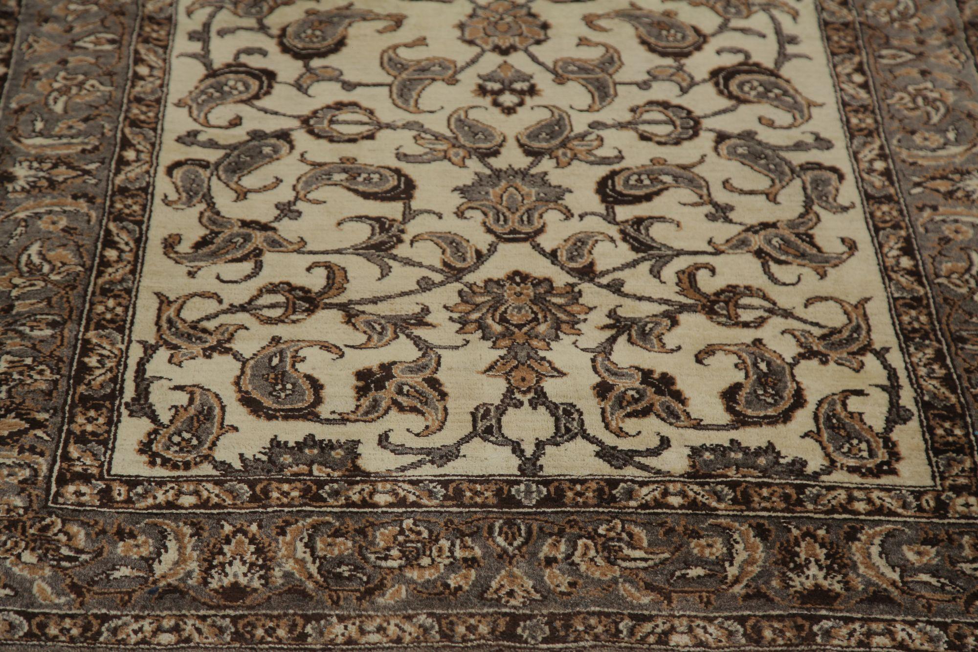 Persischer Isfahan-Läufer aus Wolle – elfenbeinfarbenes Design – 96977 (Irakisch) im Angebot