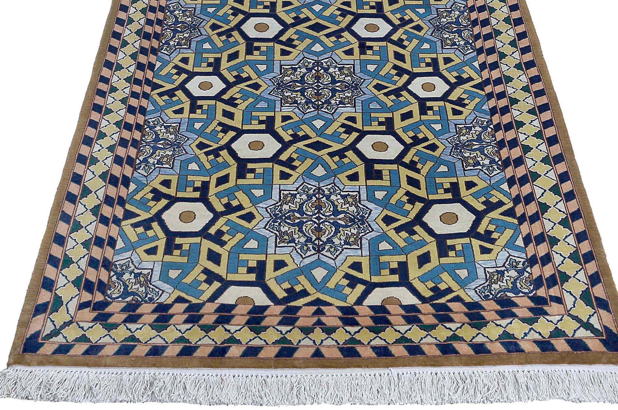 Persischer Isfahan Kleiner Teppich - Wolle Schwarz Gelb Design - 96912 (20. Jahrhundert) im Angebot