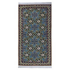 Persian Isfahan Small Rug - Wool Black Yellow Design - 96912