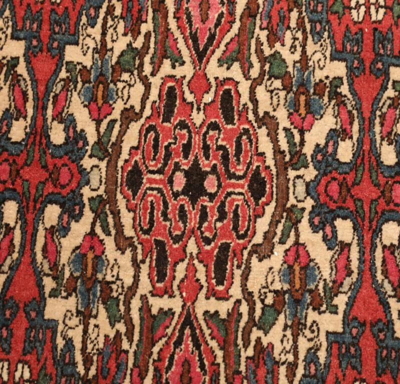 Annodato a mano Tappeto persiano Isfahan Small - Lana Avorio Rosso - 94282 in vendita