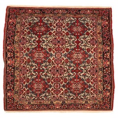 Petit tapis persan Isfahan - Laine ivoire rouge motif - 94282
