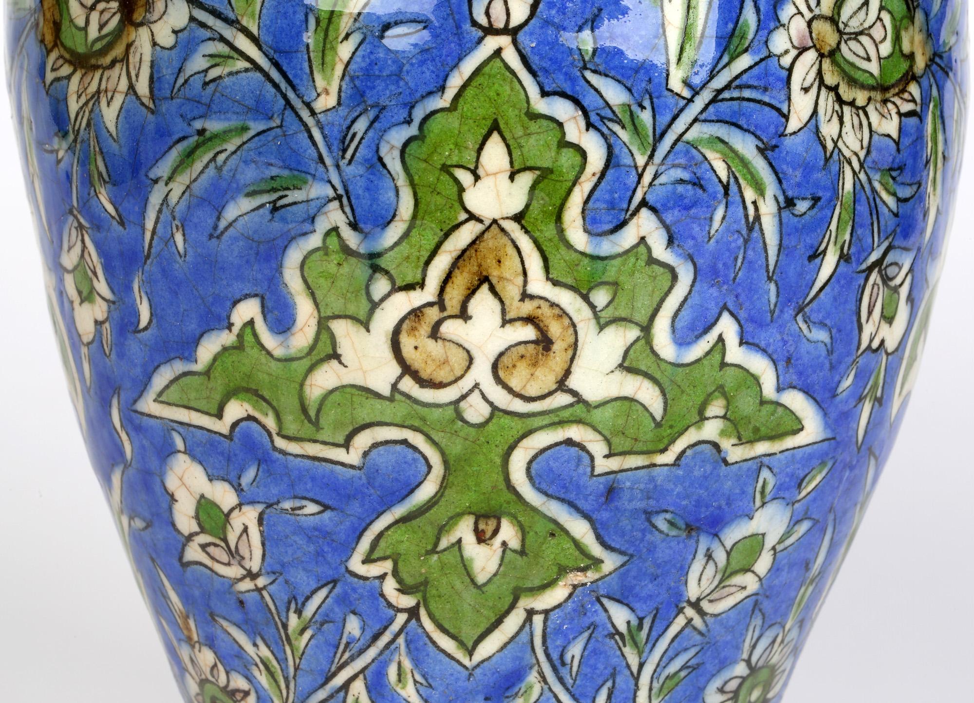 Persian Islamic Hand Painted Large Floral Decorated Pottery Vase 4