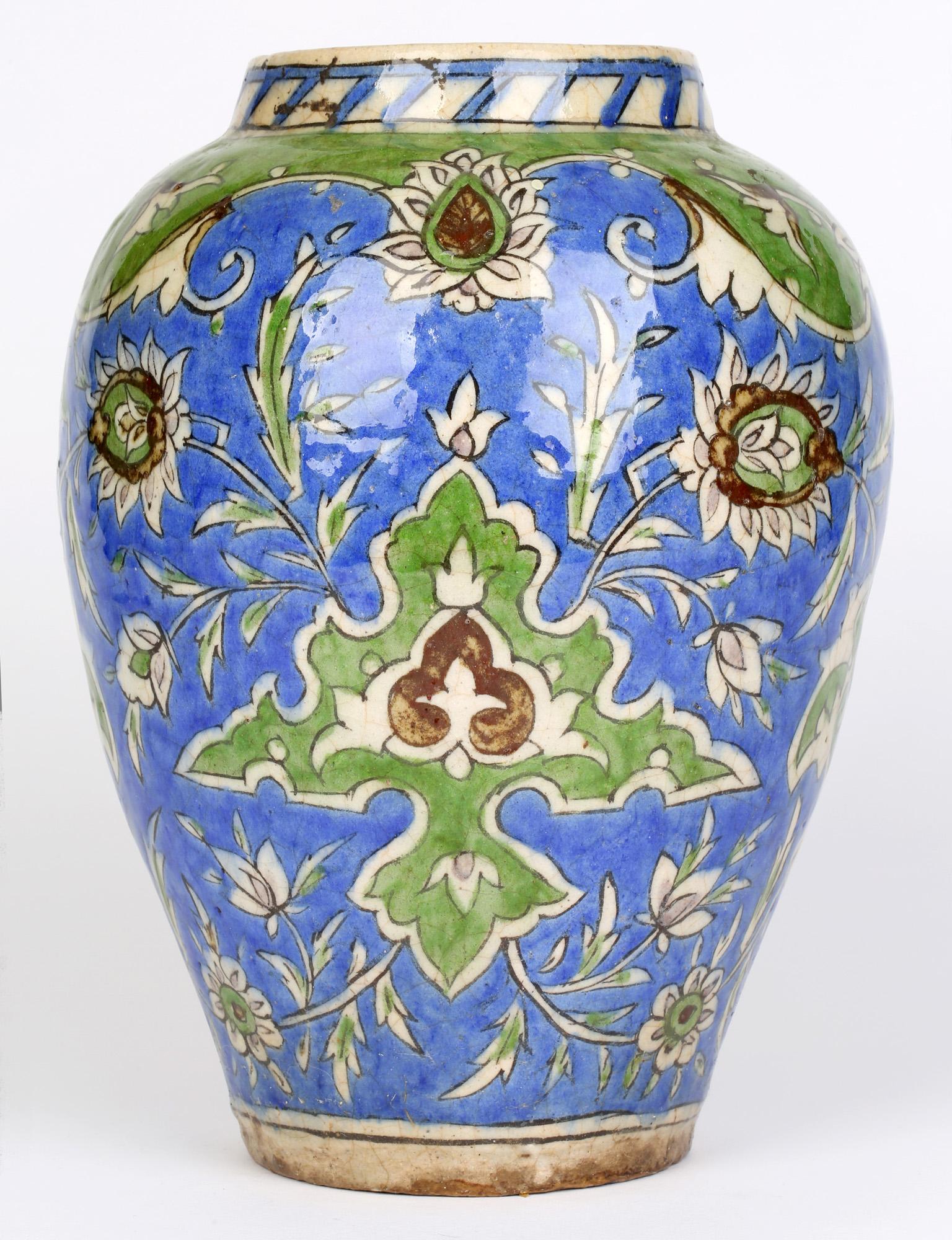 Persian Islamic Hand Painted Large Floral Decorated Pottery Vase 5