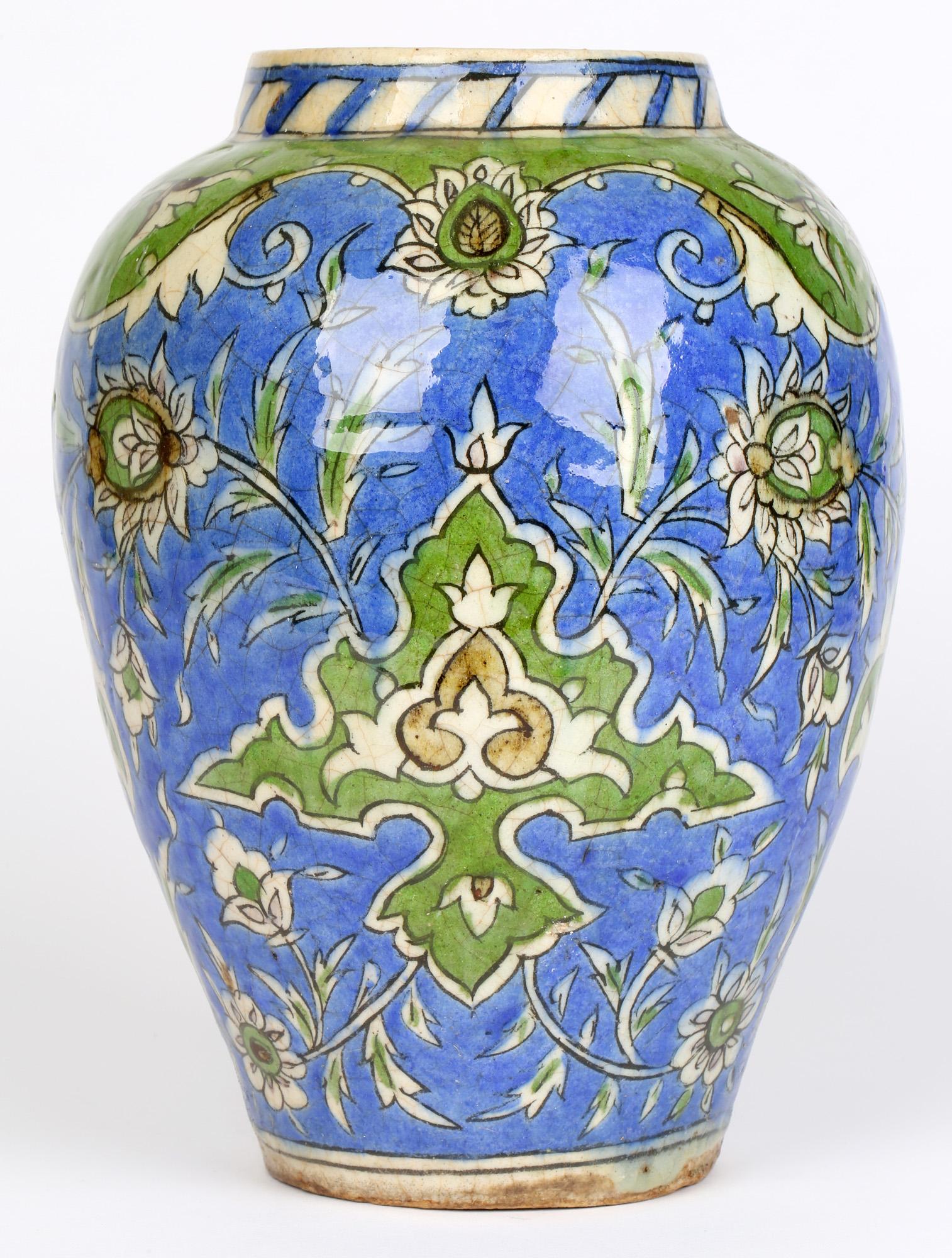 Persian Islamic Hand Painted Large Floral Decorated Pottery Vase 1