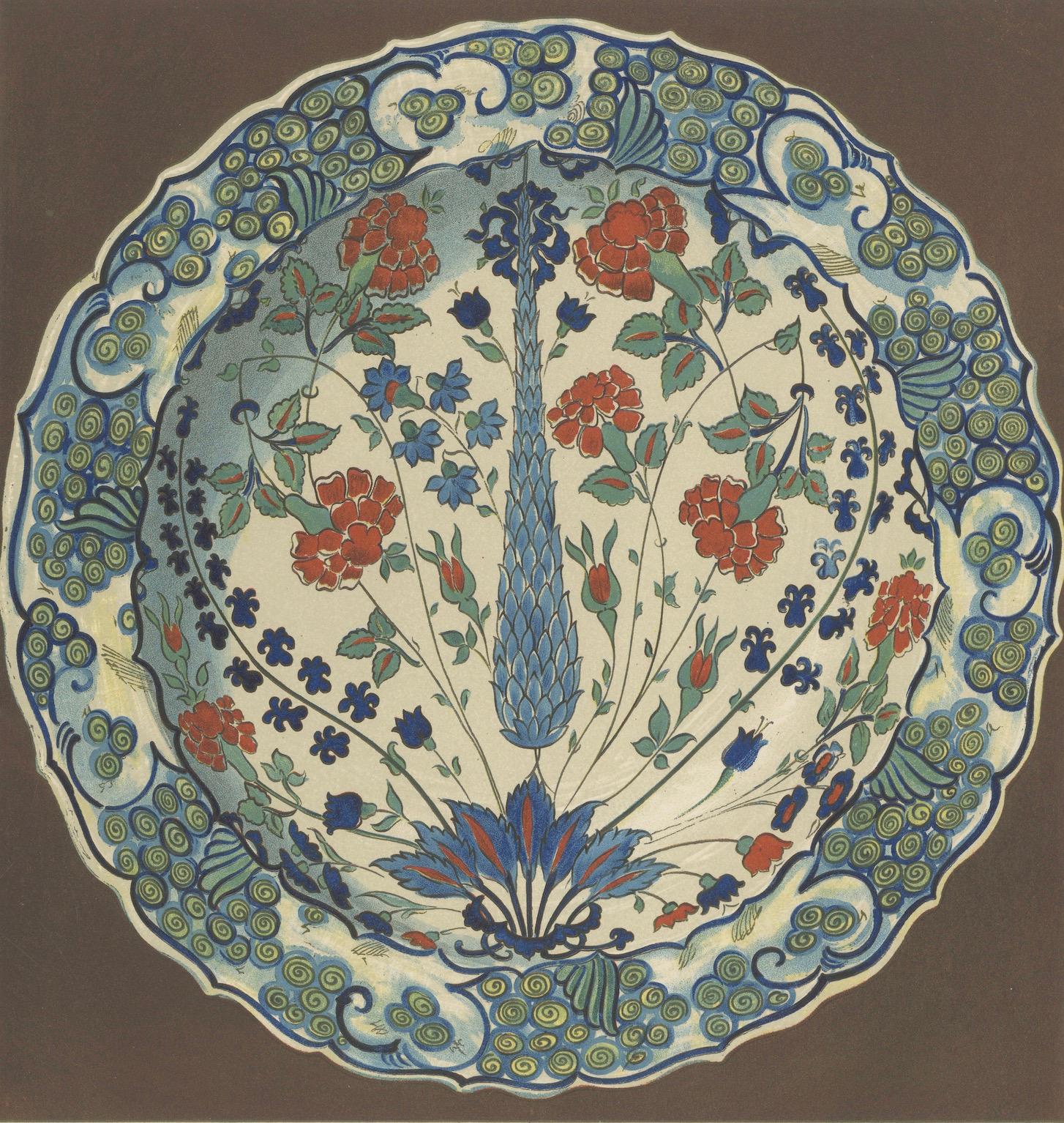 Persischer Fayence-Teller im Iznik-Stil, florales Design - Julius Lessing, Berlin 1890 (Deutsch) im Angebot