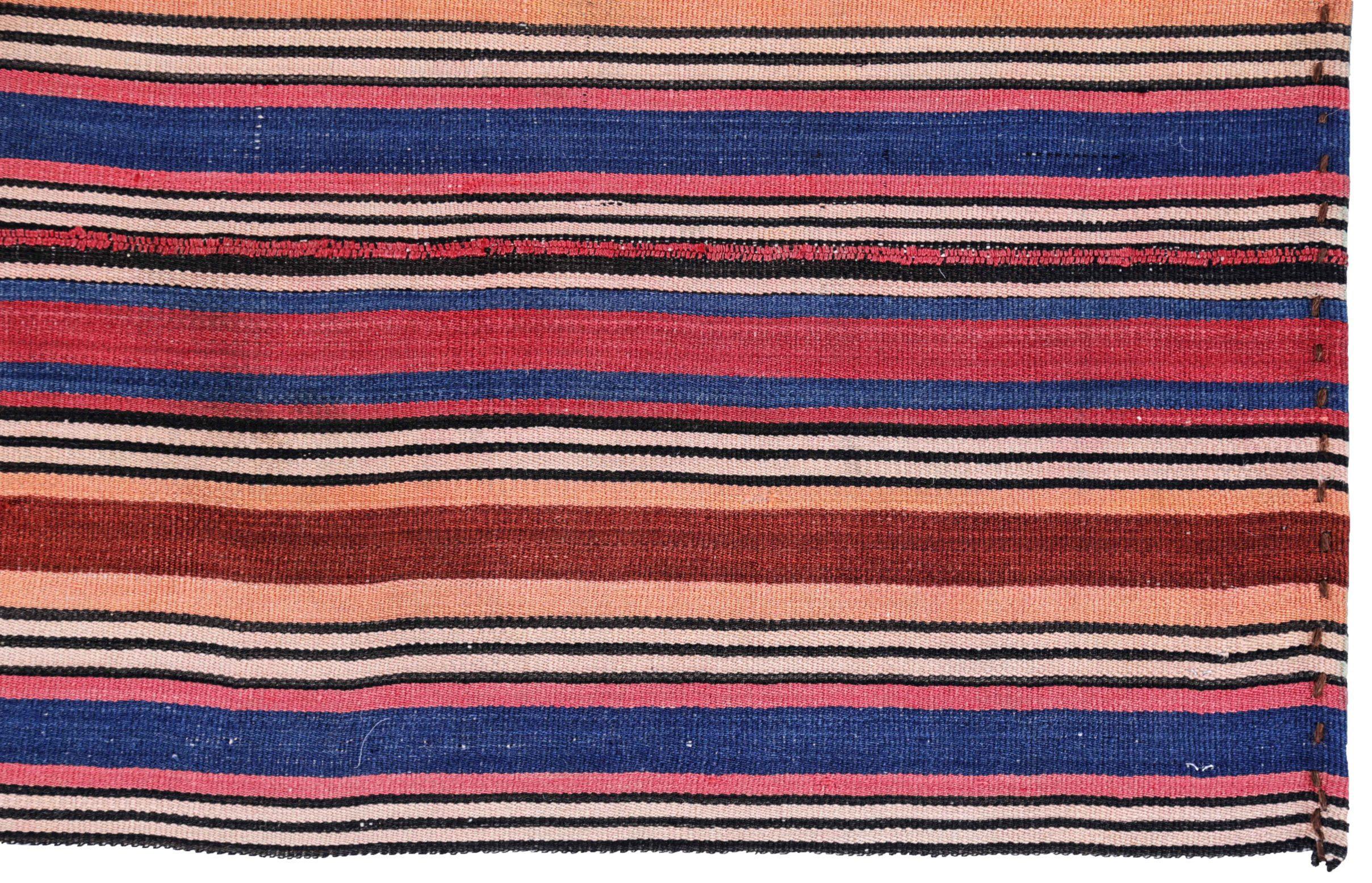 Persische Jajim-Teppiche Circa 1910 - Wolle Blau Elfenbein Rosa Rot Design - 91133 im Zustand „Hervorragend“ im Angebot in Dallas, TX
