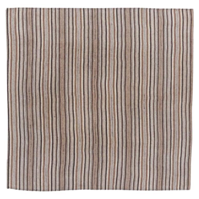 Persian Jajim Area Rugs Circa 1910 - Wool Brown Ivory Design - 91321