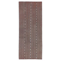 Persian Jajim Area Rugs Circa 1910 - Wool Brown Ivory Design - 91353