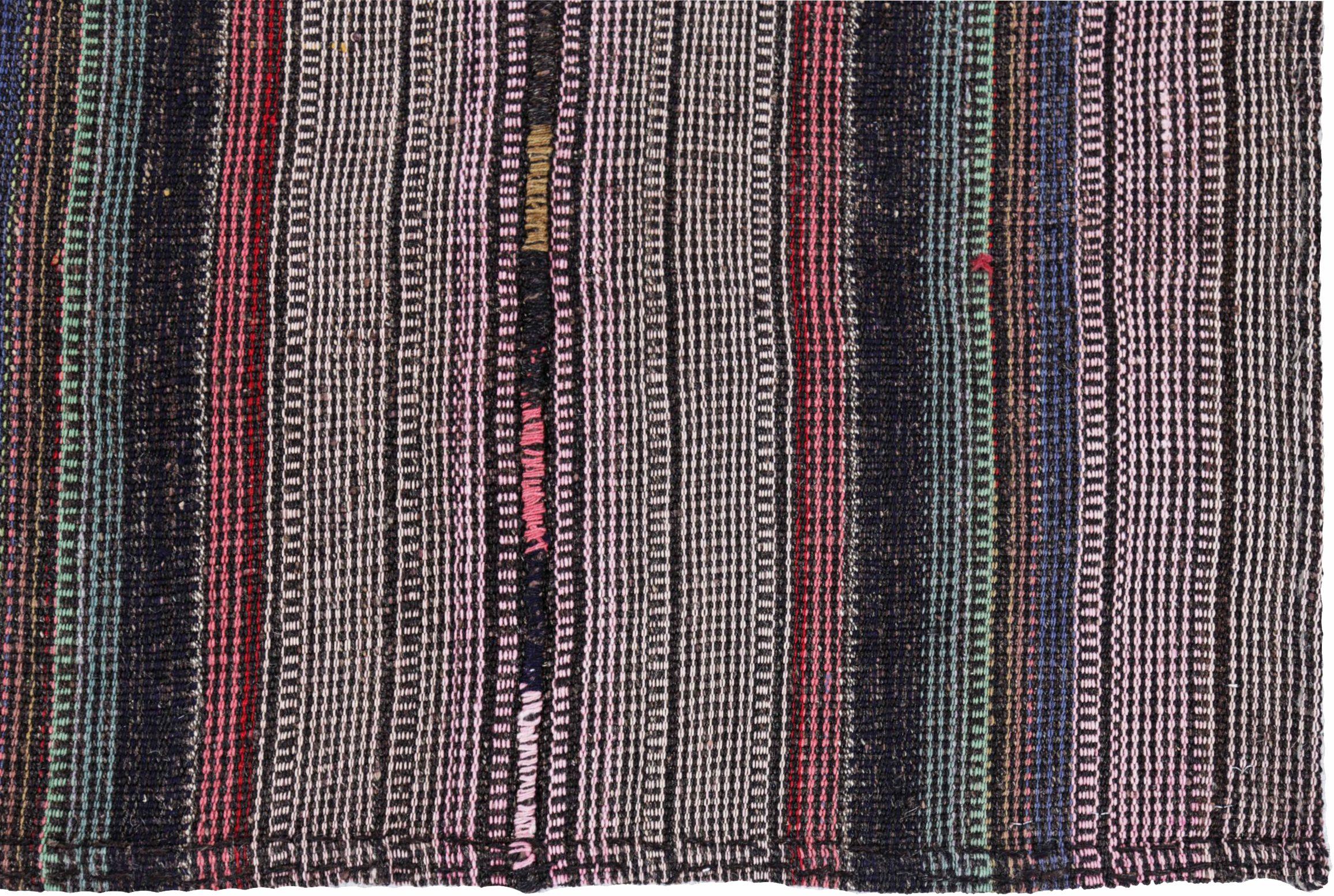Persische Jajim Bereich Teppiche CIRCA 1910 - Wolle Brown Purpel Red Design - 91318 im Zustand „Hervorragend“ im Angebot in Dallas, TX