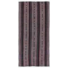 Persian Jajim Area Rugs Circa 1910 - Wool Brown Purpel Red Design - 91318
