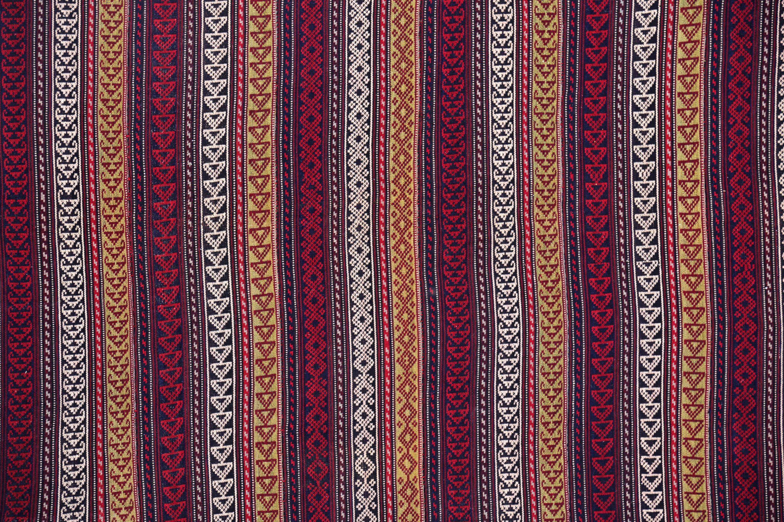 Persische Jajim Bereich Teppiche CIRCA 1910 - Wolle Elfenbein Rot Gelb Design - 91116 (Asiatisch) im Angebot