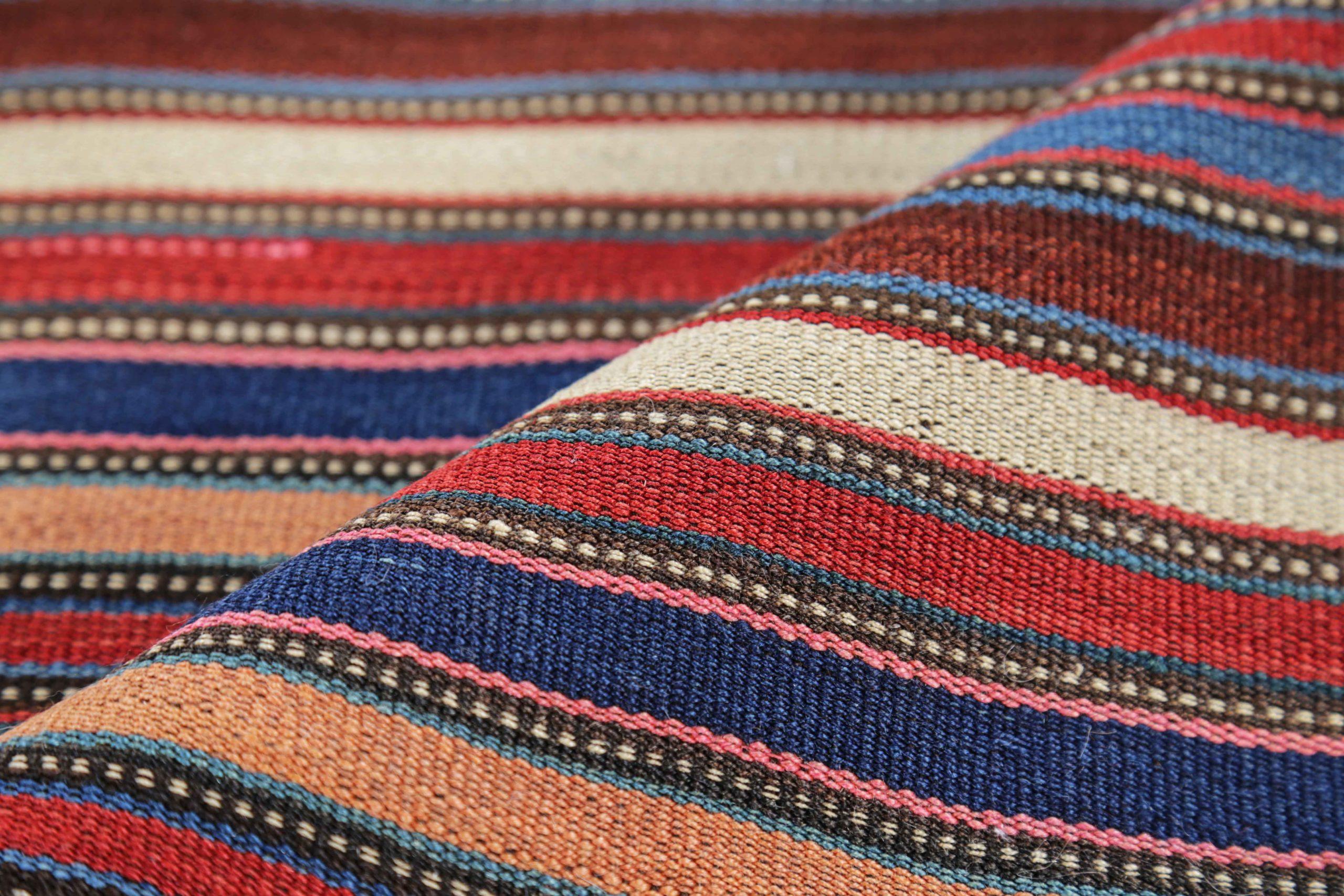 20ième siècle Petit tapis persan Jajim Circa 1910 - Laine Bleu Brown Vert Rouge Jaune - 91252 en vente