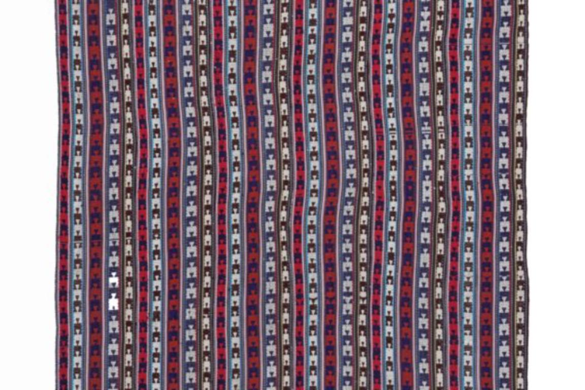 Persischer Jajim Kleiner Teppich CIRCA 1910 - Wolle Blau Braun Elfenbein Rot Design - 91362 (Asiatisch) im Angebot