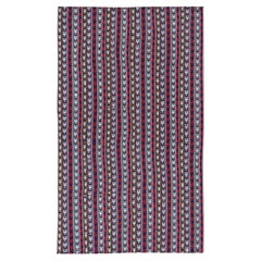 Persischer Jajim Kleiner Teppich CIRCA 1910 - Wolle Blau Braun Elfenbein Rot Design - 91362
