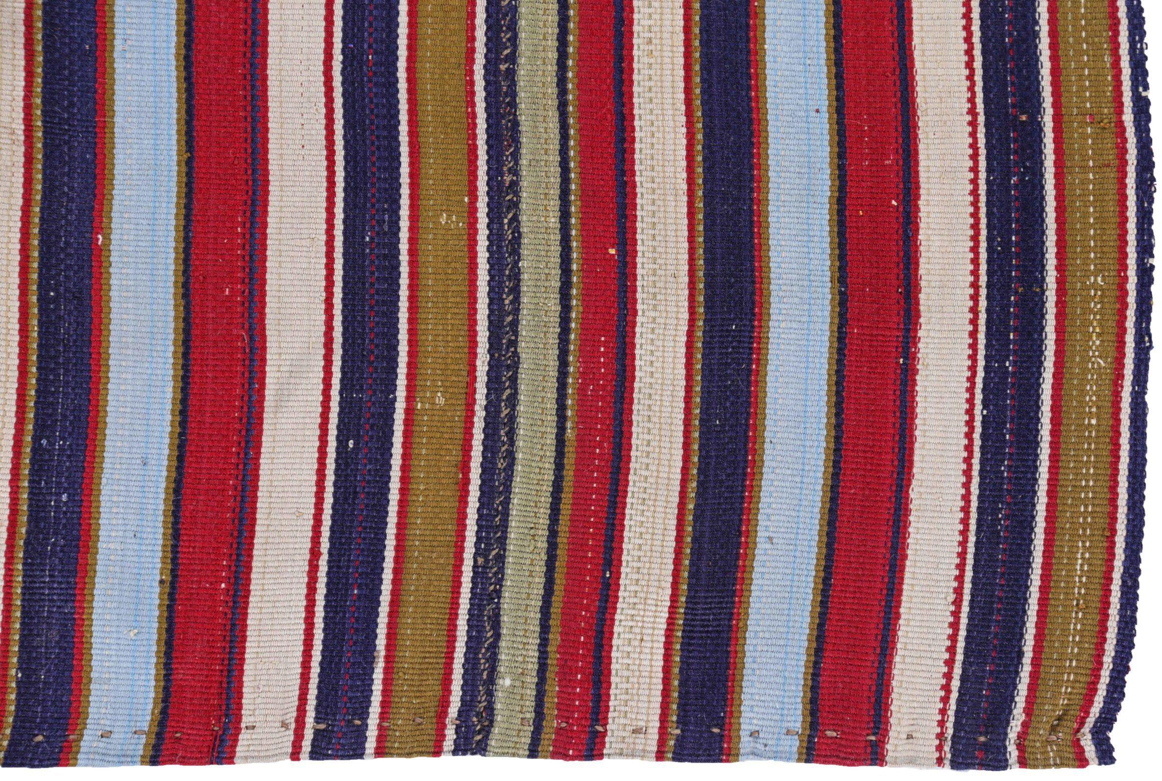 Persischer Jajim Kleiner Teppich Circa 1910 - Wolle Blau Grün Elfenbein Rot Design - 91136 im Zustand „Hervorragend“ im Angebot in Dallas, TX