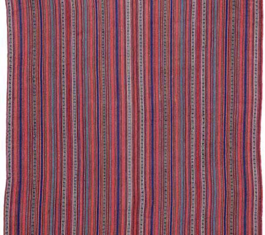 Persischer Jajim Kleiner Teppich Circa 1910 - Wolle Blau Elfenbein Hellblau Rosa - 91372 (Asiatisch) im Angebot