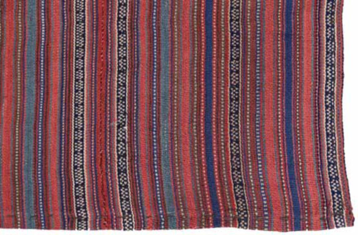Persischer Jajim Kleiner Teppich Circa 1910 - Wolle Blau Elfenbein Hellblau Rosa - 91372 im Zustand „Hervorragend“ im Angebot in Dallas, TX