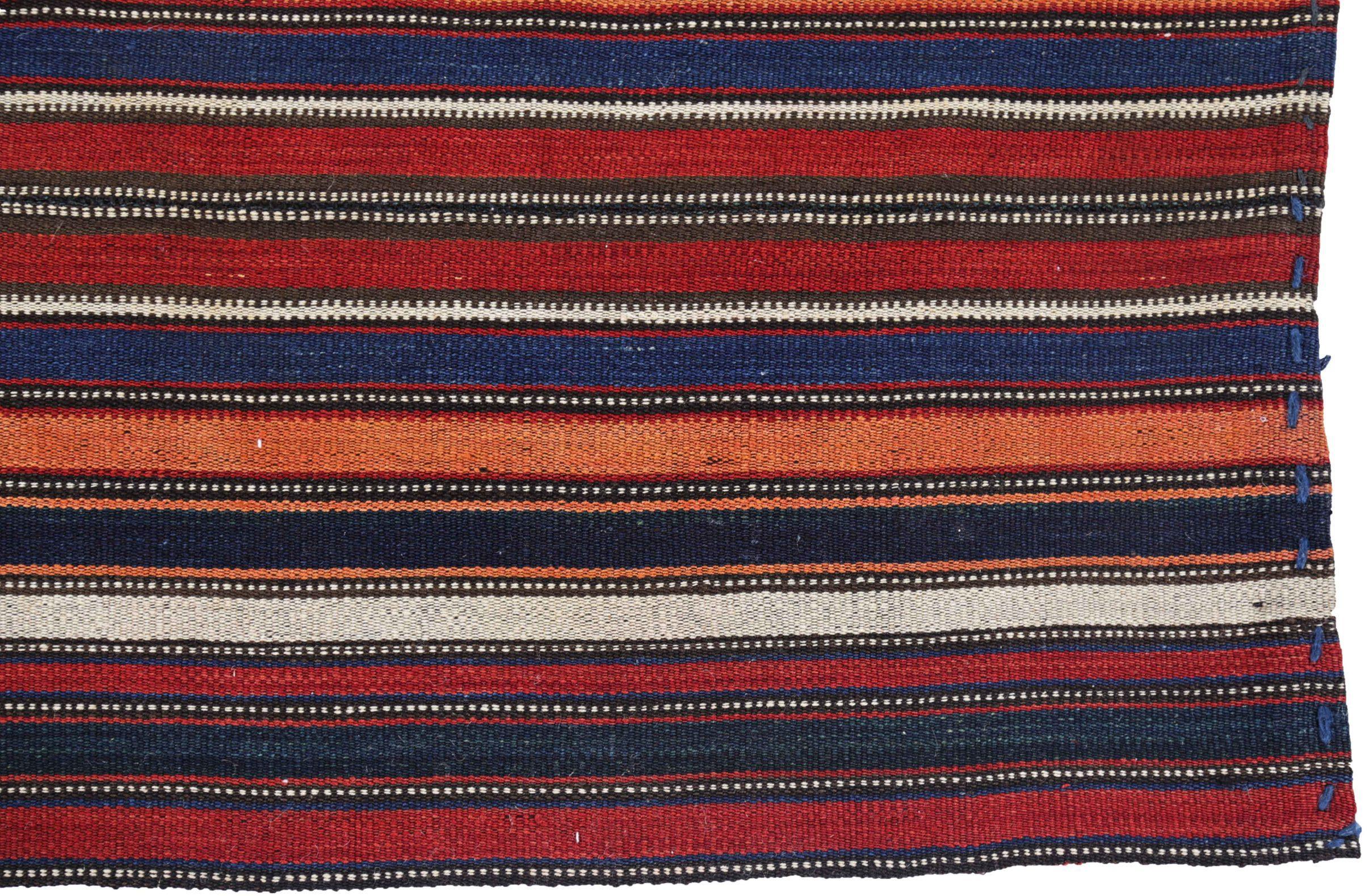 Persischer Jajim Kleiner Teppich Circa 1910 - Wolle Blau Elfenbein Orange Rot Design - 91110 im Zustand „Hervorragend“ im Angebot in Dallas, TX