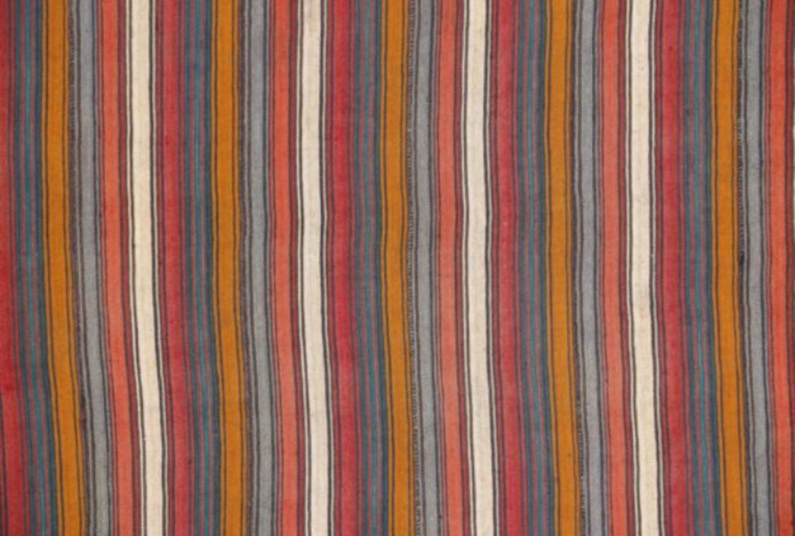 Persischer Jajim Kleiner Teppich CIRCA 1910 - Wolle Blau Elfenbein Rosa Gelb Design - 91367 (Asiatisch) im Angebot