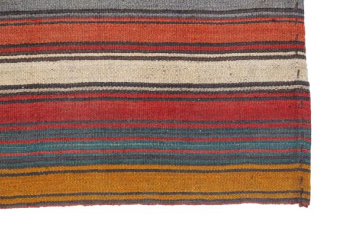 Persischer Jajim Kleiner Teppich CIRCA 1910 - Wolle Blau Elfenbein Rosa Gelb Design - 91367 im Zustand „Hervorragend“ im Angebot in Dallas, TX