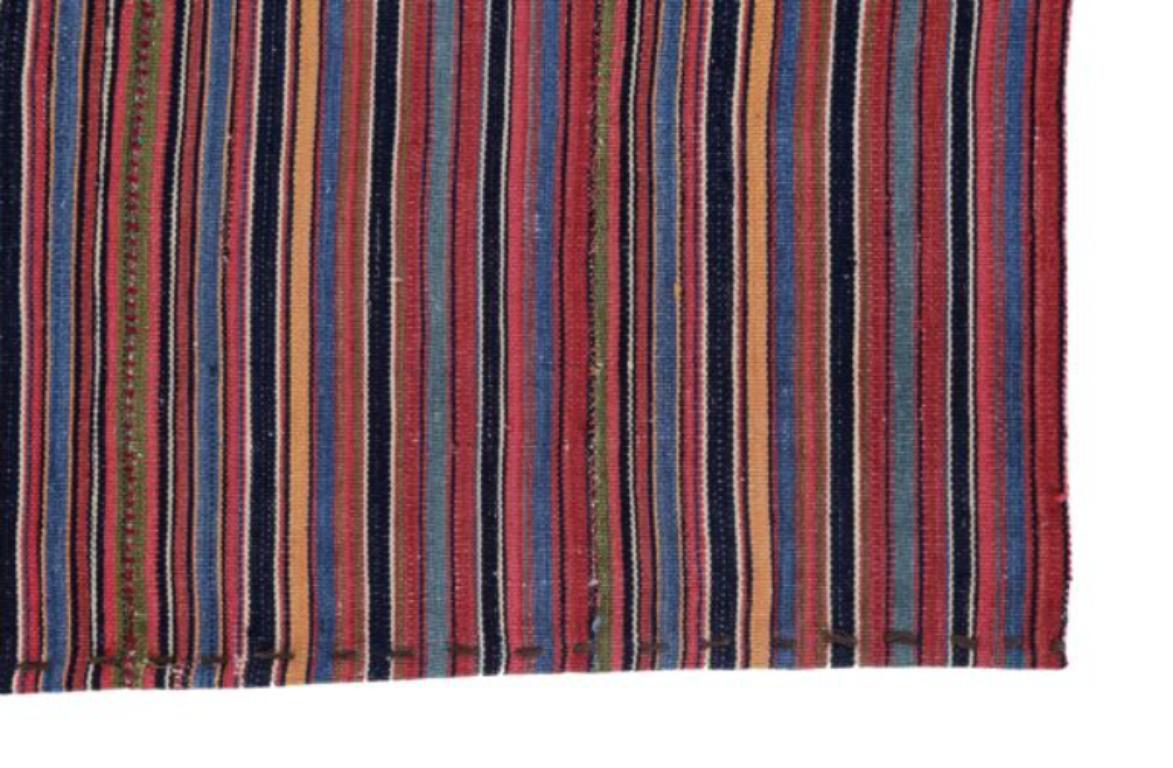 Persischer Jajim Kleiner Teppich Circa 1910 - Wolle Blau Elfenbein Purpel Rot Design - 91368 im Zustand „Hervorragend“ im Angebot in Dallas, TX