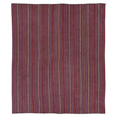 Persischer Jajim Kleiner Teppich Circa 1910 - Wolle Blau Elfenbein Purpel Rot Design - 91368