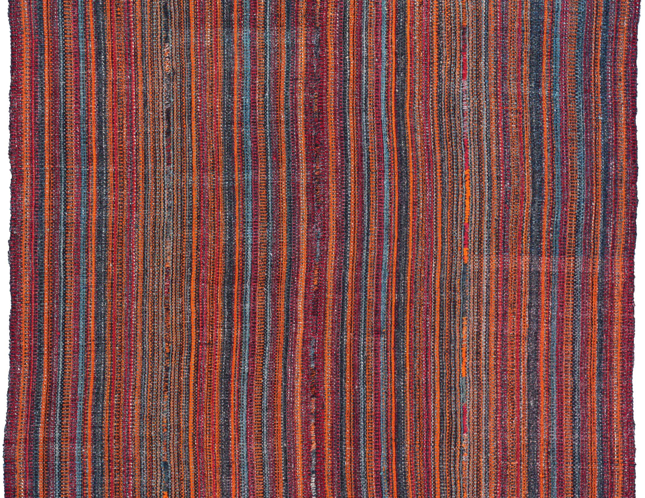 Persischer Jajim Kleiner Teppich Circa 1910 - Wolle Blau Orange Rot Design - 91351 (Asiatisch) im Angebot