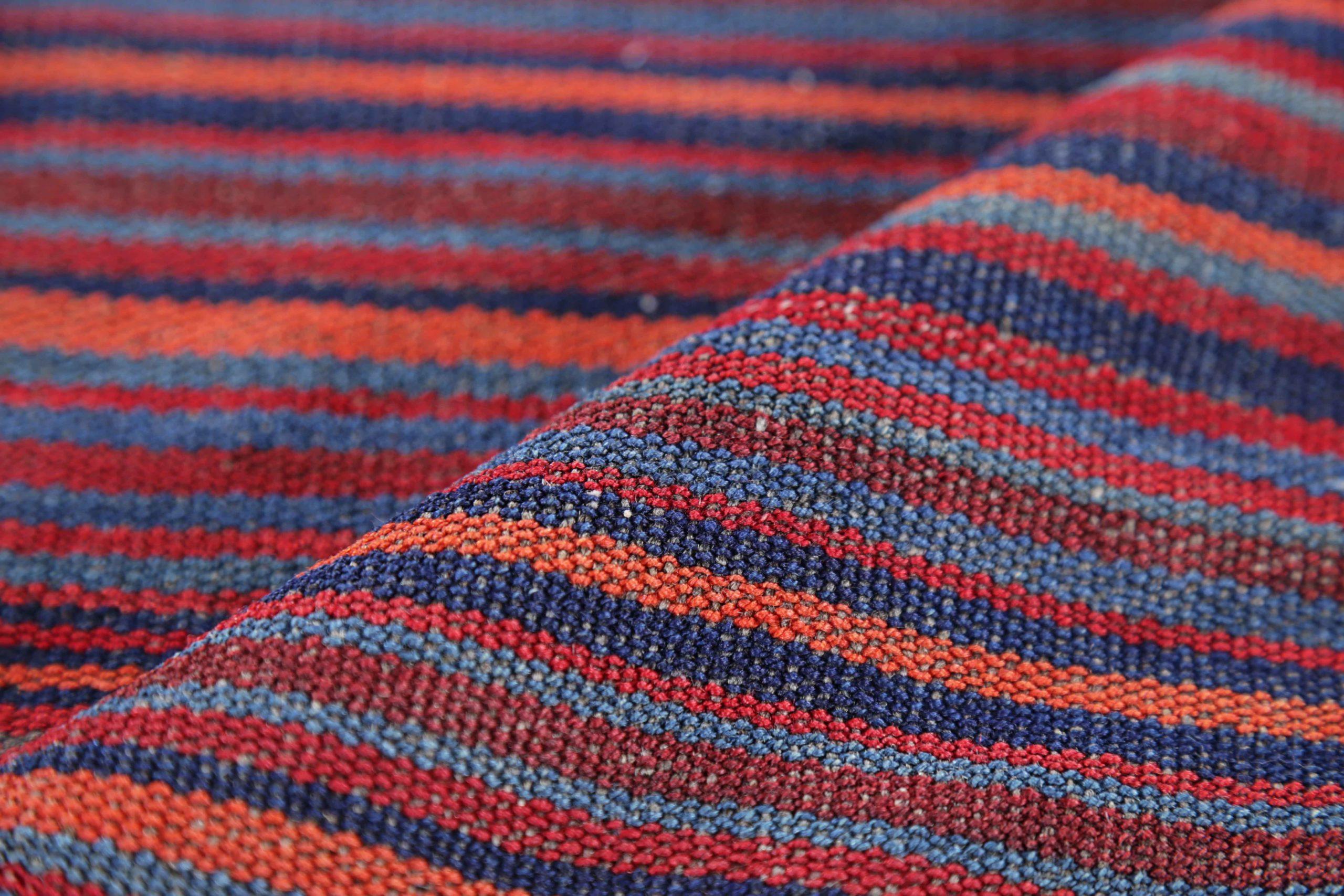 Persischer Jajim Kleiner Teppich Circa 1910 - Wolle Blau Orange Rot Design - 91380 (20. Jahrhundert) im Angebot