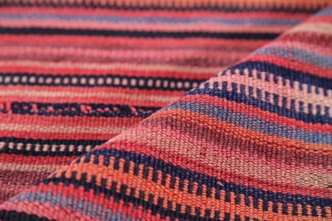 Persischer Jajim Kleiner Teppich Circa 1910 - Wolle Blau Rosa Rot Design - 91376 (20. Jahrhundert) im Angebot