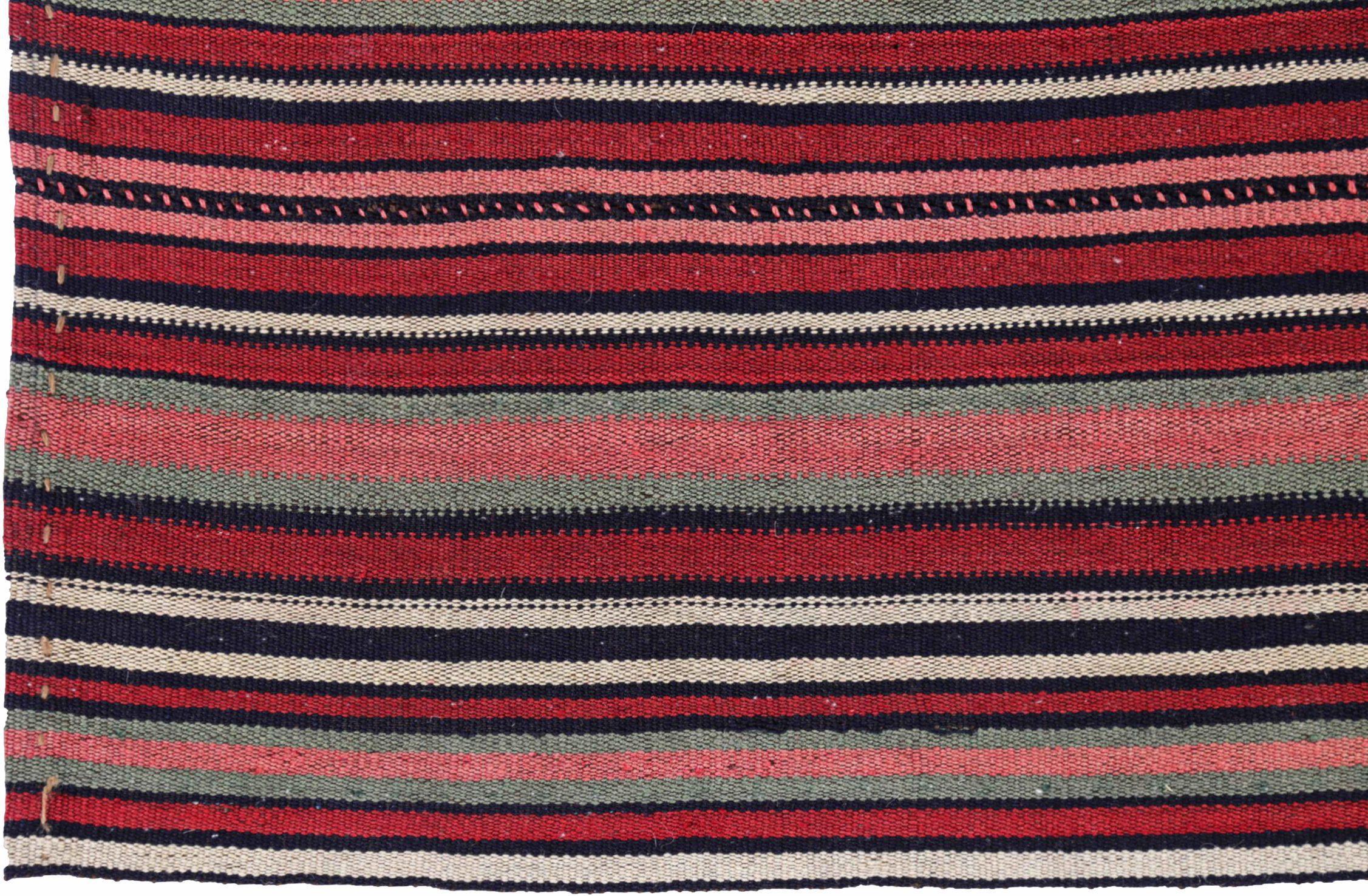 Alfombra Persa Jajim Pequeña Circa 1910 - Lana Marrón Verde Marfil Rosa Rojo - 91306 siglo XX en venta