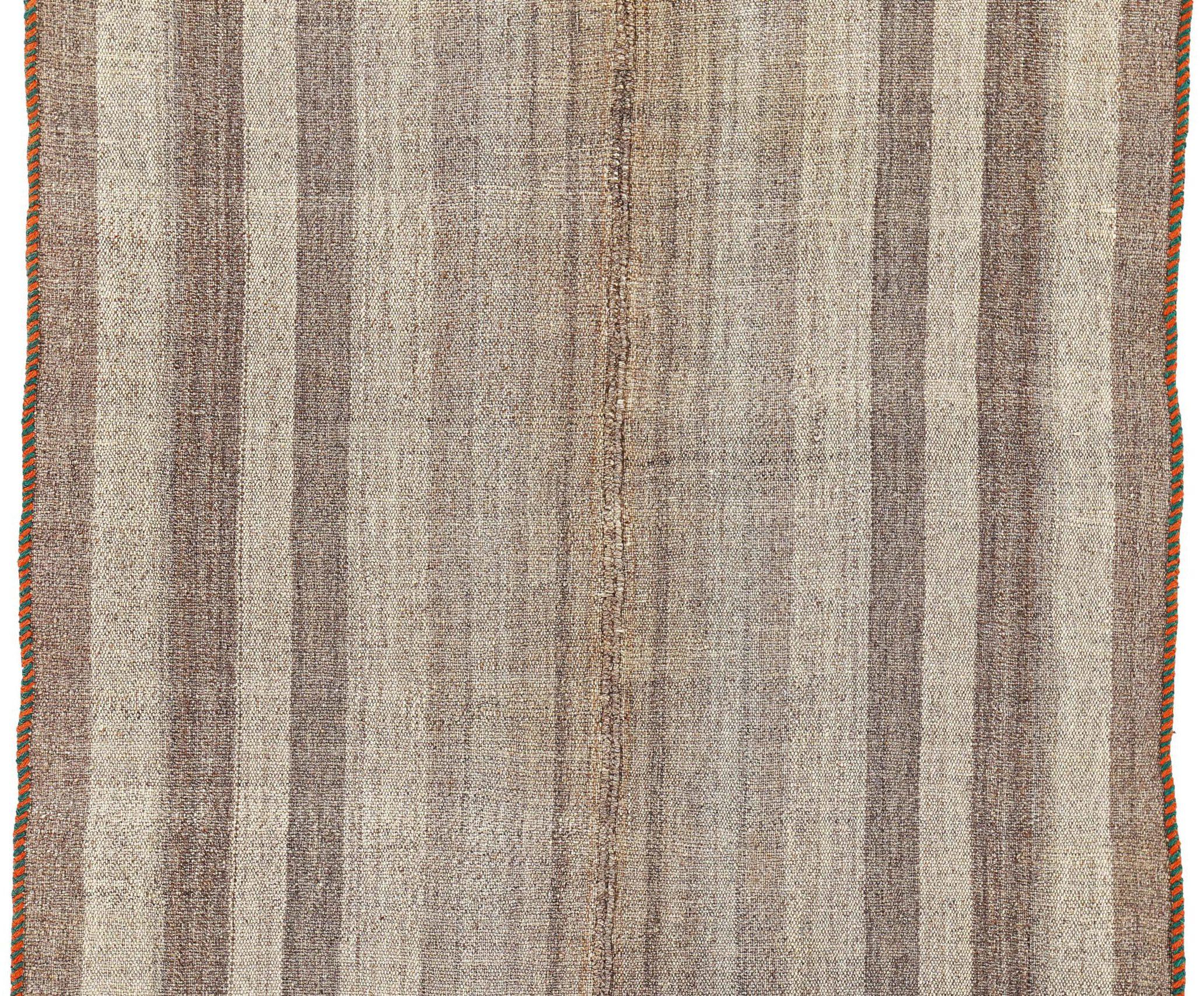 Persischer Jajim Kleiner Teppich CIRCA 1910 - Wolle Braun Elfenbein Design - 91157 (Asiatisch) im Angebot