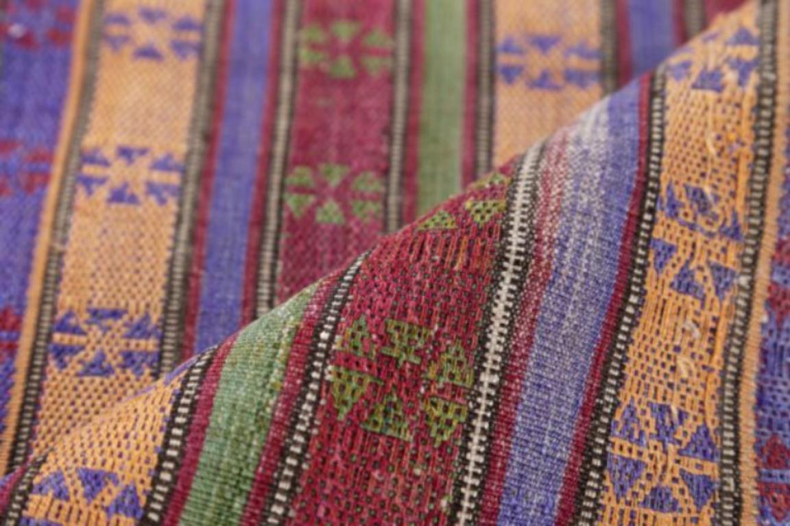 Persischer Jajim Kleiner Teppich Circa 1910 - Wolle Grün Elfenbein Purpel Design - 91338 (20. Jahrhundert) im Angebot