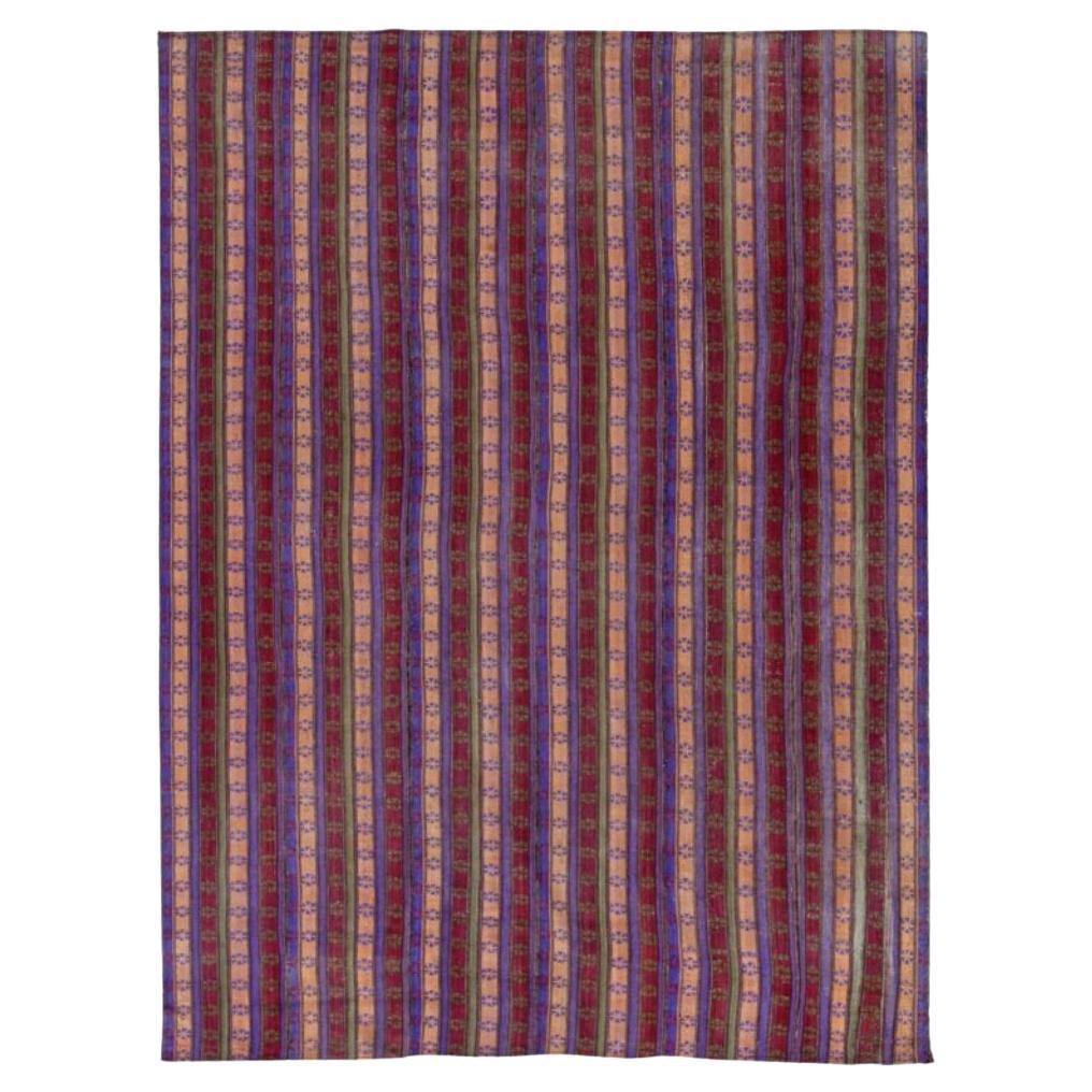 Persischer Jajim Kleiner Teppich Circa 1910 - Wolle Grün Elfenbein Purpel Design - 91338